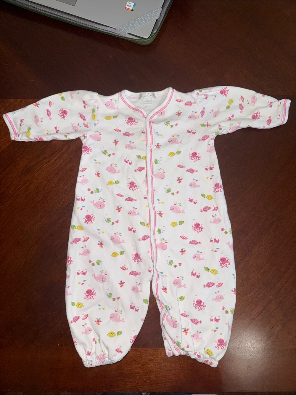 Kissy Kissy White and Pink Sea Creature Footie